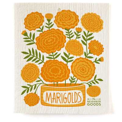 Ensemble cadeau serviette de vaisselle et éponge Marigolds