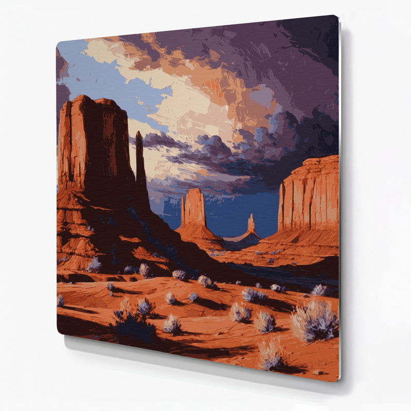 Art mural en métal brun de style sud-ouest Mesa and Butte 110