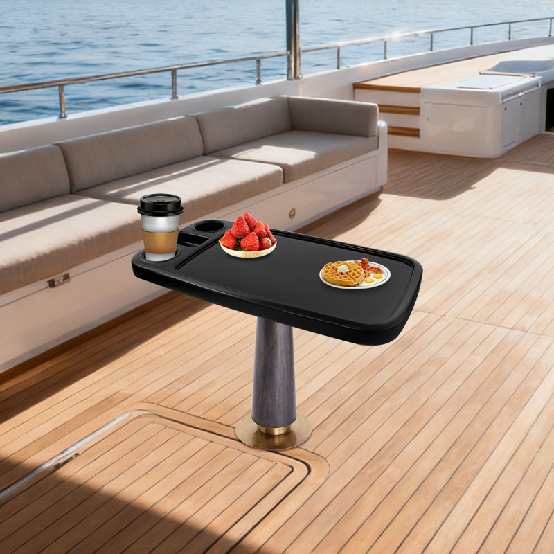 Plateau de table pour véhicule récréatif avec porte-gobelets, plateau de table pour véhicule récréatif, Noir