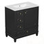 Armoire de rangement pour salle de bain avec lavabo, porte à fermeture en douceur et 3 tiroirs-394124421