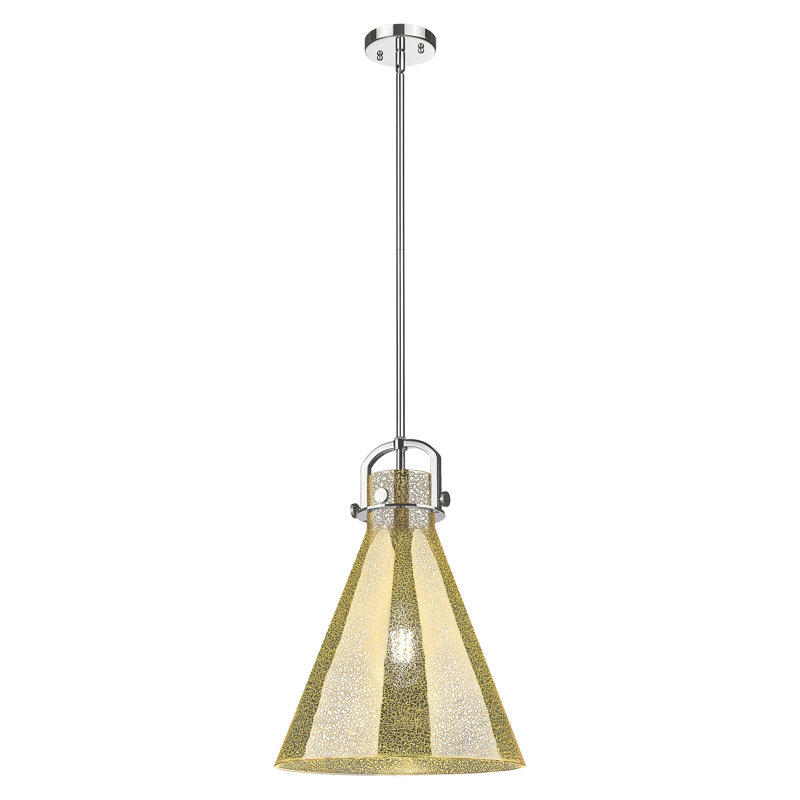 Luminaire suspendu avec tige 1 lumière Abisaid, Mercure, Nickel poli, H 15 po x l 14 po x P 14 po
