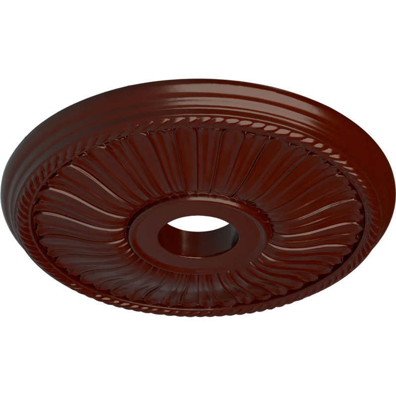 Médaillon de plafond Endurathane Berkshire, DE 20 1/8 po x P 3 7/8 po x P 1 7/8 po (convient aux auvents jusqu'à 6 3/8 po), fini acajou brossé peint à la main
