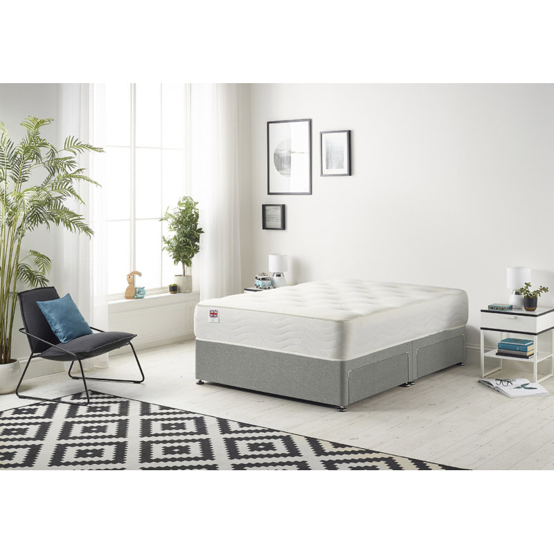 Copple Bed with Mattress, Grey, Small Double (4'), 2 Drawers
