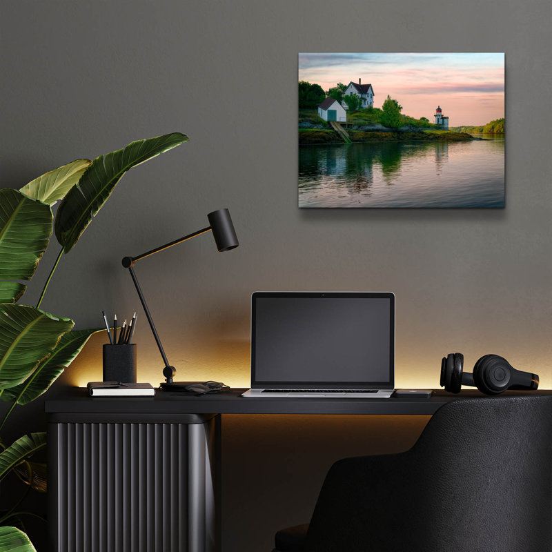 Art mural en verre Latitude Run «Morning At Squirrel Point» par Rick Berk, H 12 po x l 16 po x P 0,13 po