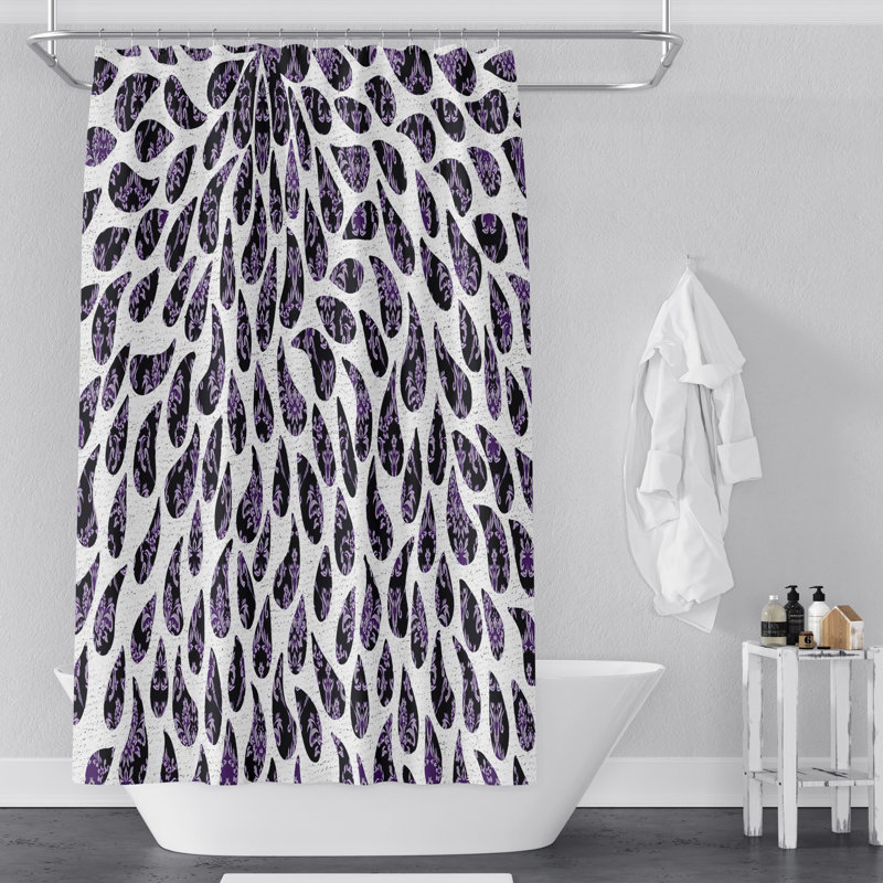 Rideau de douche simple à motif cachemire, H 83 po x l 70 po, Noir