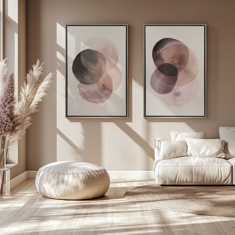 Ensemble de 2 roses ombrées, Cadre flottant en chrome poli, H 19 po x l 26 po