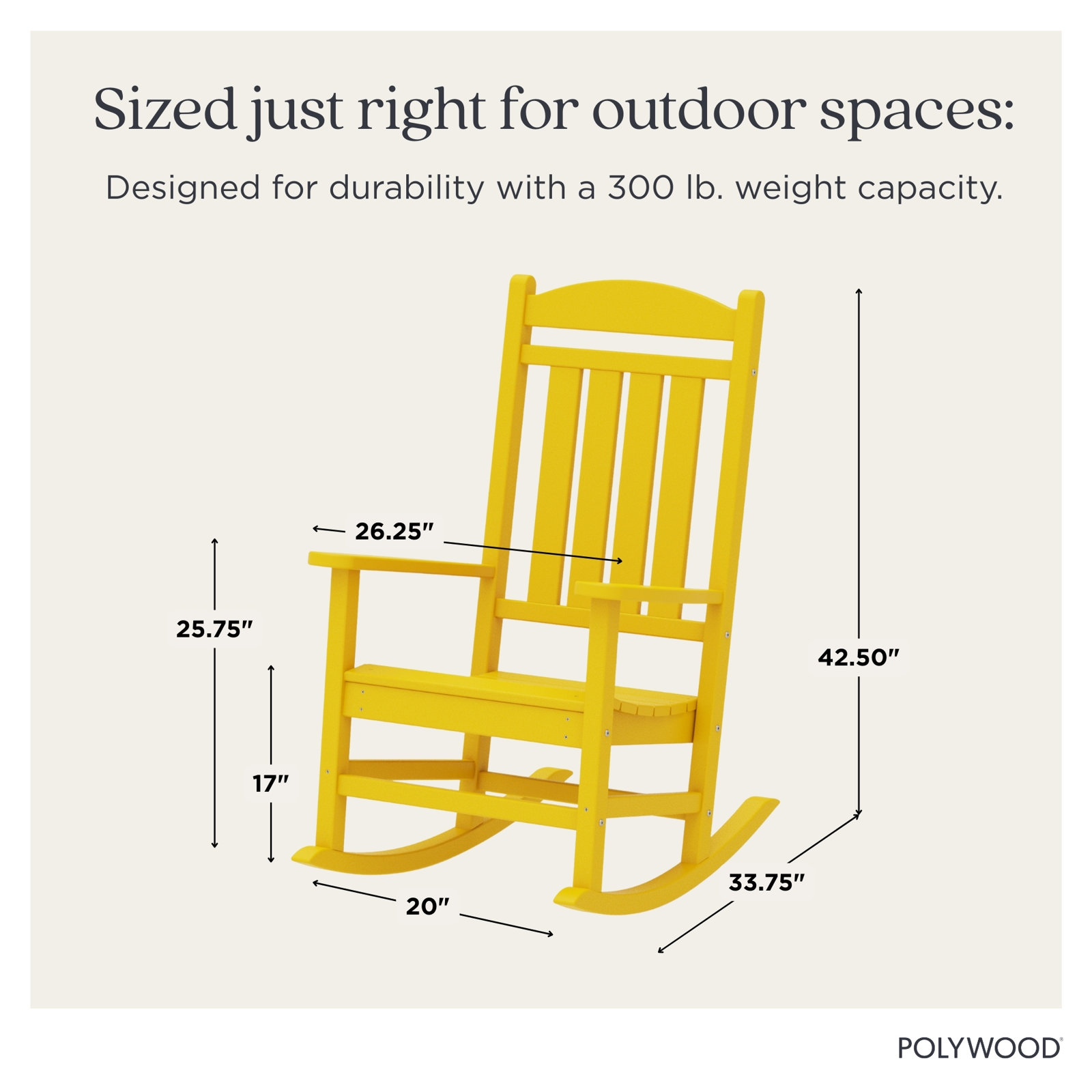 POLYWOOD® Rocker Patio Rocking Chair, Lemon