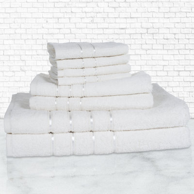 Ensemble de 8 serviettes de bain 100% coton 8 pièces - Serviettes de bain moelleuses avec débarbouillettes, serviettes à main et serviettes de bain