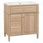Meuble-lavabo de 30 po avec lavabo, armoire en bois massif et panneau de fibres à densité moyenne, tiroir rabattable, 2 tiroirs à fermeture en douceur, 1 porte à fermeture en douceur, poignées en bois élégantes