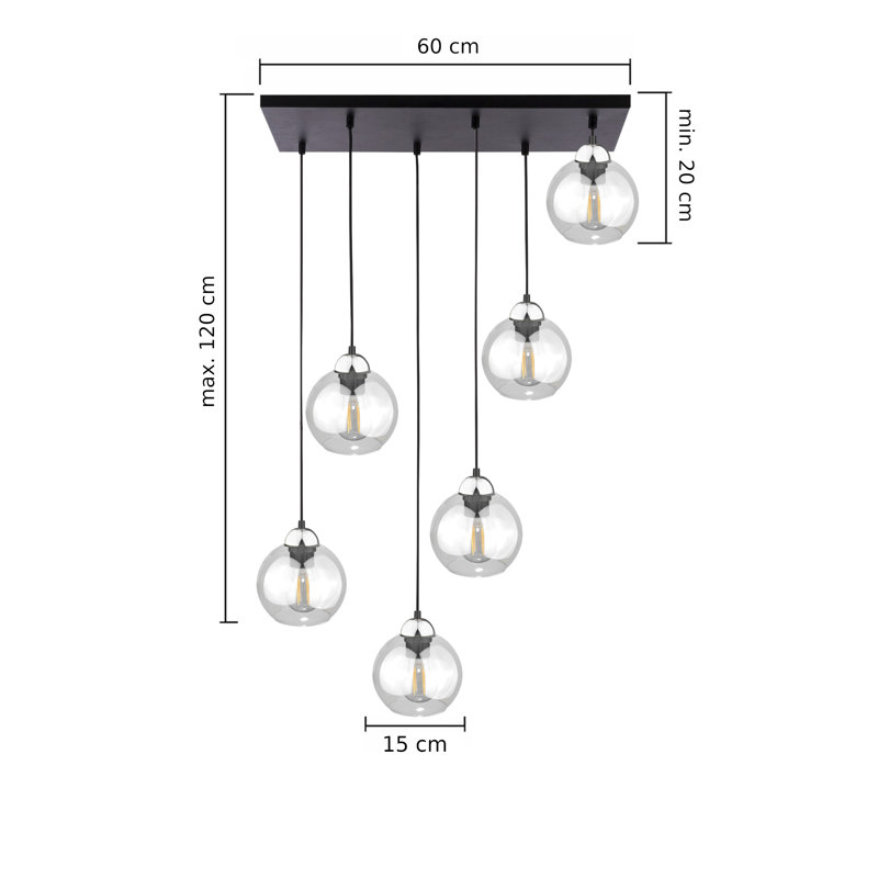 Betts 6 - Light Kitchen Island Pendant, Black/Silver