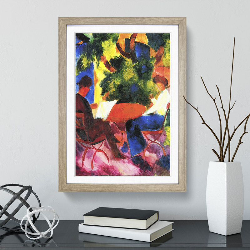 At the Garden Table by August Macke - Picture Frame Painting, 65cm H x 48cm W x 2cm D, Oak Framed