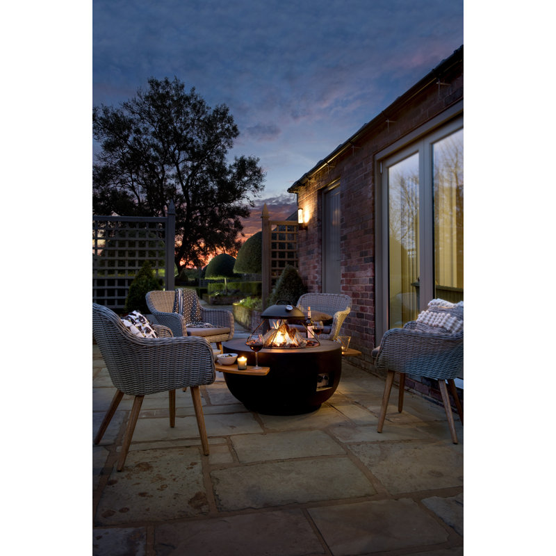 Round Concrete Propane Smokeless Fire Pit, Black