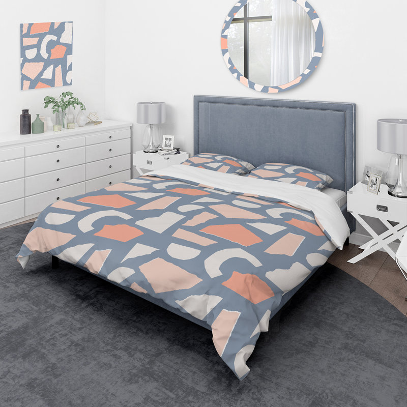 Pastel Retro Geometrics IV - Ensemble de housse de couette moderne - Microfibre de polyester