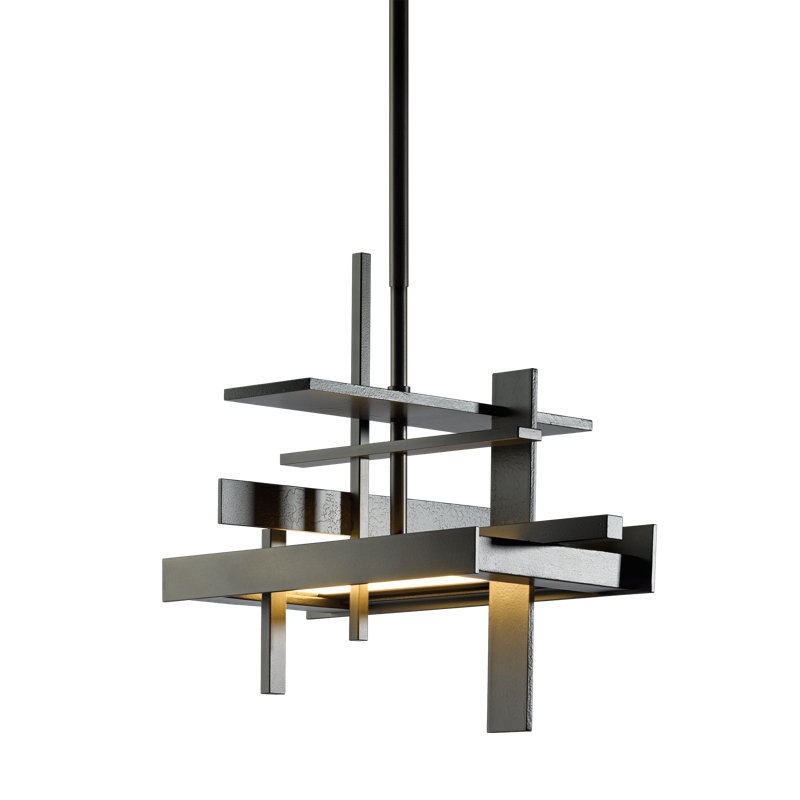 Planar 8.4" H 1 - Light Kitchen Island Geometric LED Pendant, Sterling, Multi: 13.4" to 58.4", None