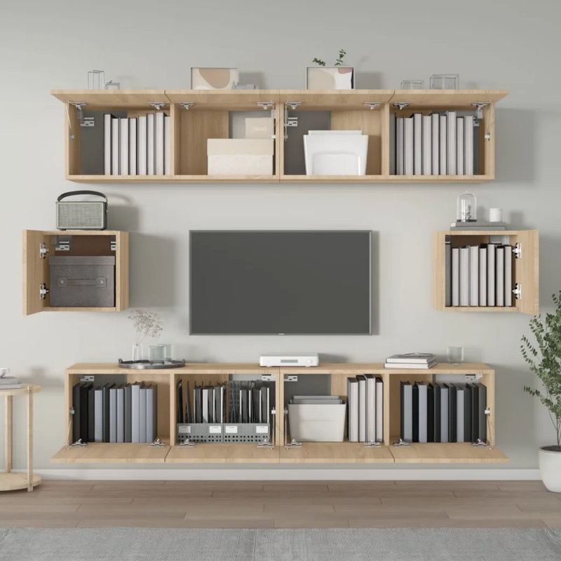 Mantador Unfinished TV Stand for TVs up to 88", Sonoma Oak, 100cm W x 30cm D x 30cm  H