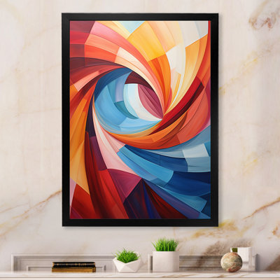 Blue Brown Fractal Spiral I Framed On Canvas Print