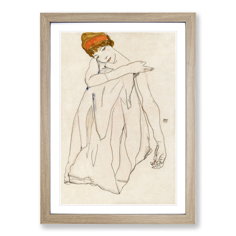 Dancer by Egon Schiele - Framed Print, 36cm H x 27cm W x 2cm D, Oak Framed