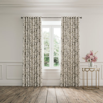 Ornamental Bloom 100% Cotton Room Darkening Curtain