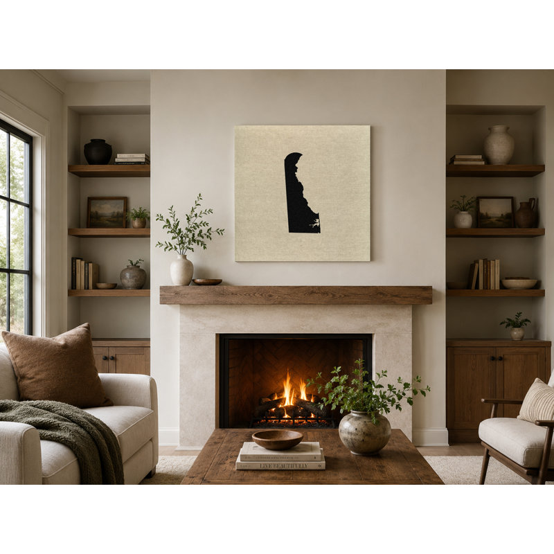 «Delaware State Silhouette», art mural sur toile carrée, L 16 po x H 16 po