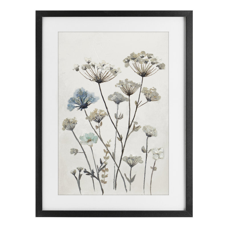 Neutre Jardin Azul, reproduction sous verre encadrée, design par Patricia Pinto, Cadre noir minuit, H 23 po x l 17 po