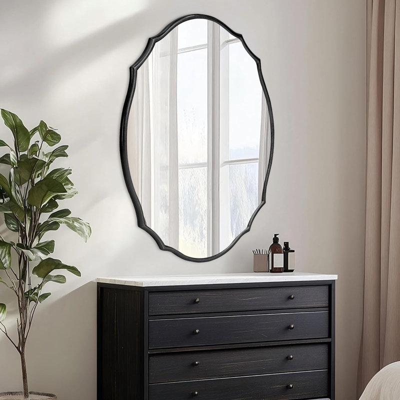 Flat Accent Wall Mirror, Black
