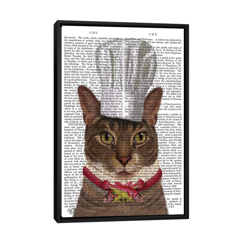 « chat chef i », impression sur toile, H 26 po x l 18 po x P 1,5 po, Toile avec cadre noir, Pas de tapis