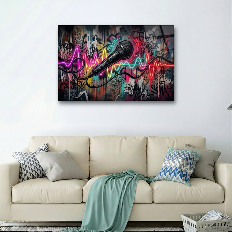 Ensemble de 1 toile murale Graffiti Music, H 24 po x l 36 po, Toile tendue