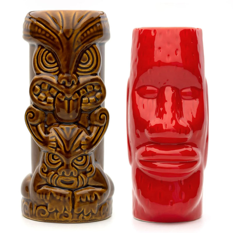 Pack of 2 Tiki Mugs - Brown