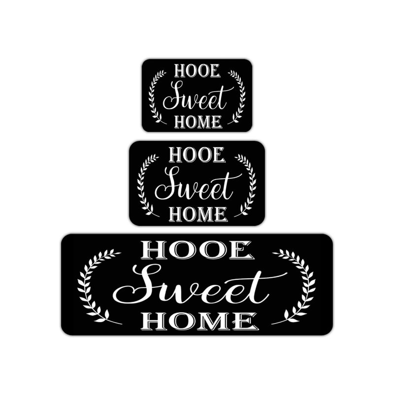 Ensemble de 3 tapis et cuisine noirs Home Sweet Home