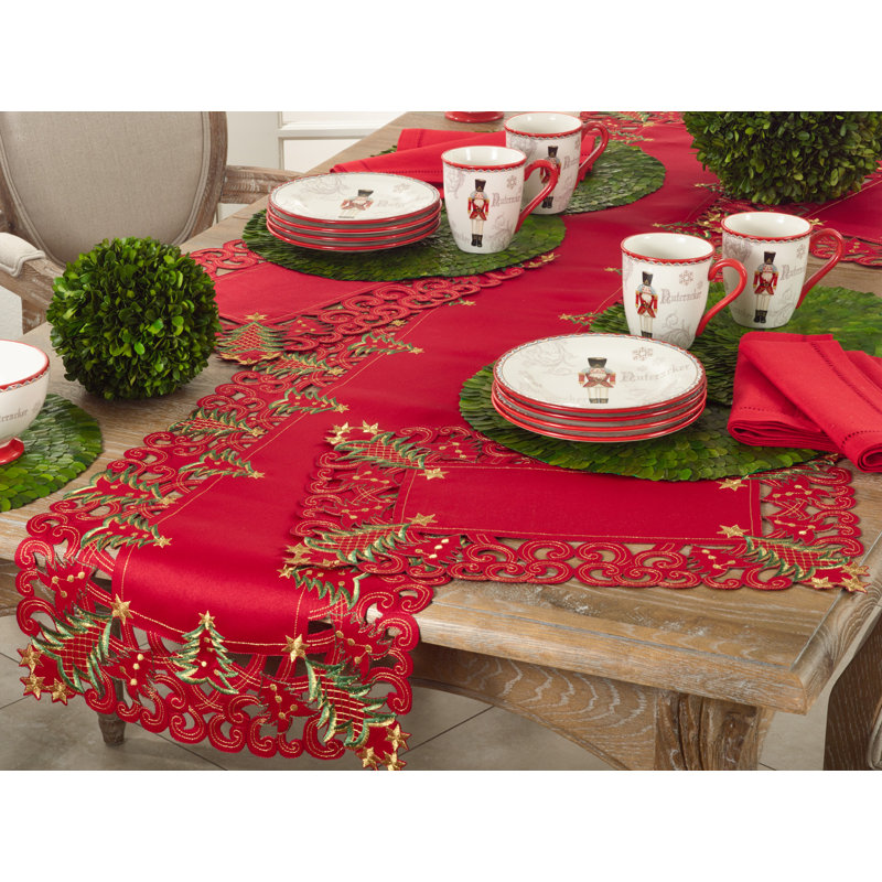 Commodore Polyester Embroidered Rectangle Placemat, Red