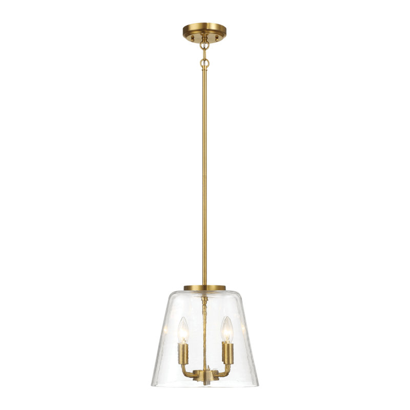 Luminaire suspendu quatre bougies avec verre transparent Soiree - laiton satiné, Laiton satiné
