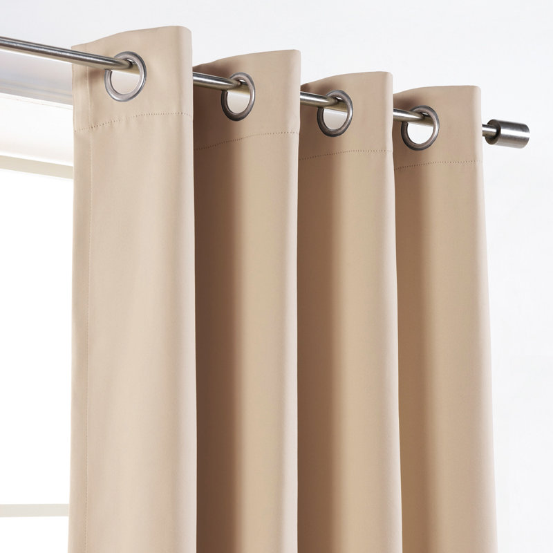 Schaeffer Solid Blackout Thermal Grommet Curtain Panels, Beige, 52" W x 96" L