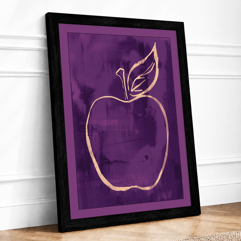 Apple Line Minimalist - Framed Print, A3 - 42.0 x 29.7 cm, Black