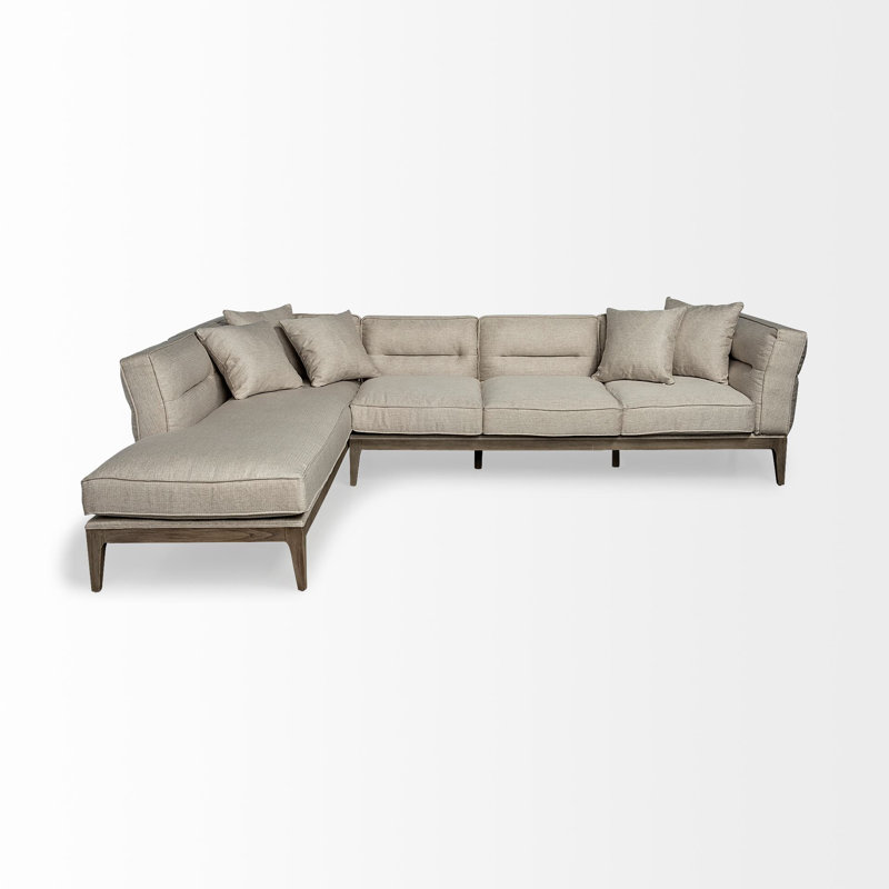 Cassandra Upholstered L-Shaped Sectional, Left Hand Facing, Beige