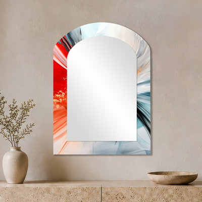Grand miroir mural Glam - fleur étoilée d'art fractal, impression sur métal