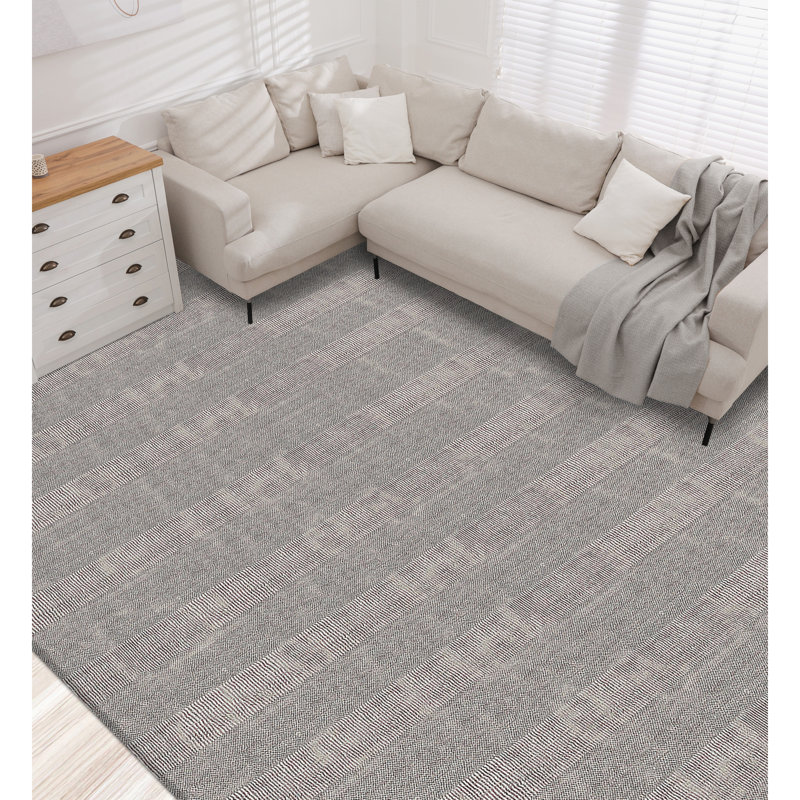 Wool Area Rug in Beige, Rectangle 5'9" x 8'9"