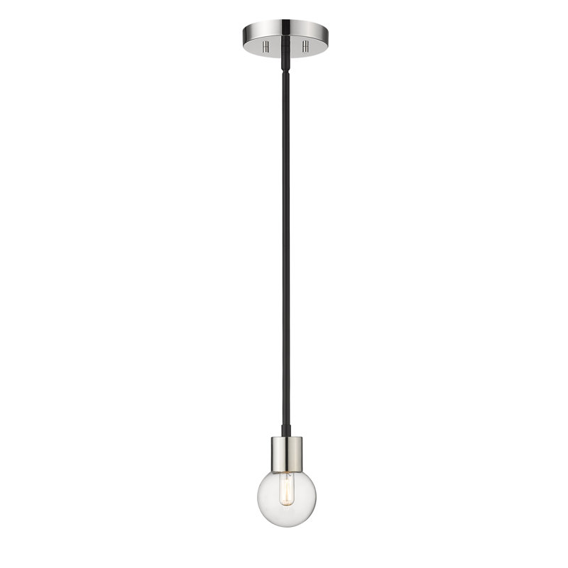 Luminaire suspendu en forme de globe à 1 lumière Ailse, Nickel, Transparent