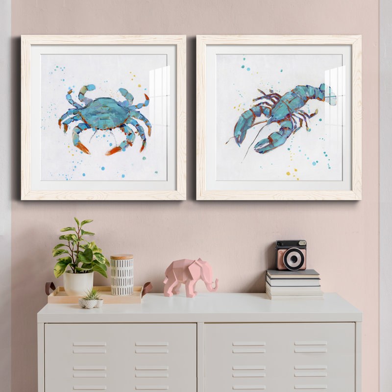 " Bubbly Blue Crab " 2 Piece Art Color Photography Print, 35.5" H x 71" W x 1.5" D, White Framed Paper