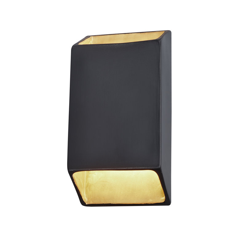 Caeli Ceramic LED Wall Sconce, Carbon Matte Black with Champagne Gold Internal
