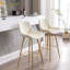 De 2 tabourets de bar de 30 pouces, velours crème, pieds dorés et tabouret de repose-pieds, tabourets rembourrés de mousse de 30 po, tissu avec et repose-pieds, comptoir simple