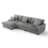 3 - Piece Upholstered Light Gray Faux Rabbit Fur Flannel Modular Sectional Sofa with Armrests & Throw Pillows-1424484372