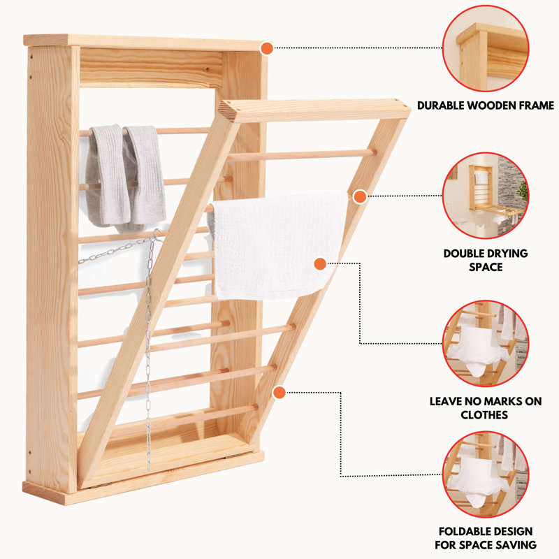 Wood Wall-Mounted Drying Rack