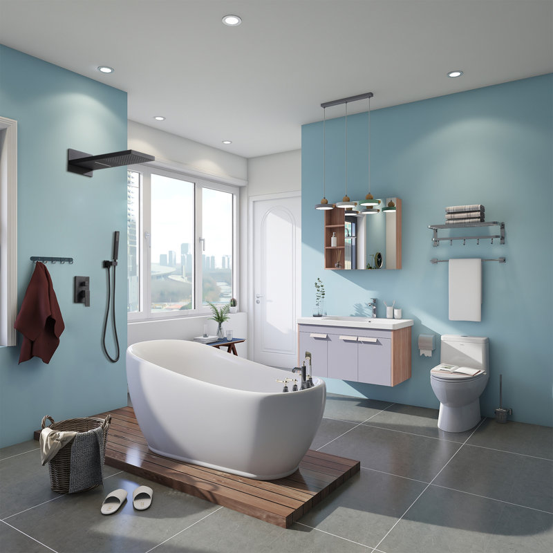 Système de douche complet avec valve brute, Noir mat
