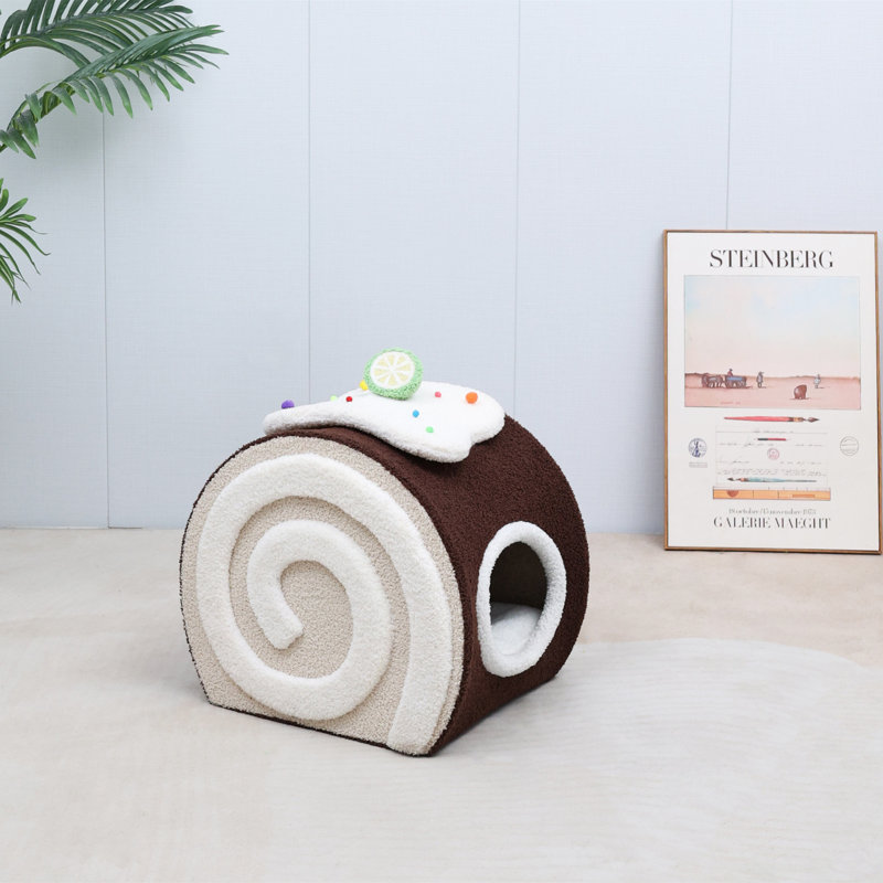 Lit à roulettes pour chat, rouleau mignon 18,5 po avec surface gratteuse douce