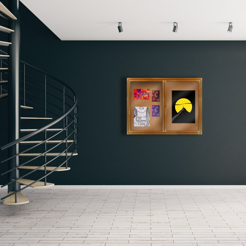 Tableau d’affichage mural en aluminium encastré, Bois de chêne, Deux, H 36 po x l 48 po