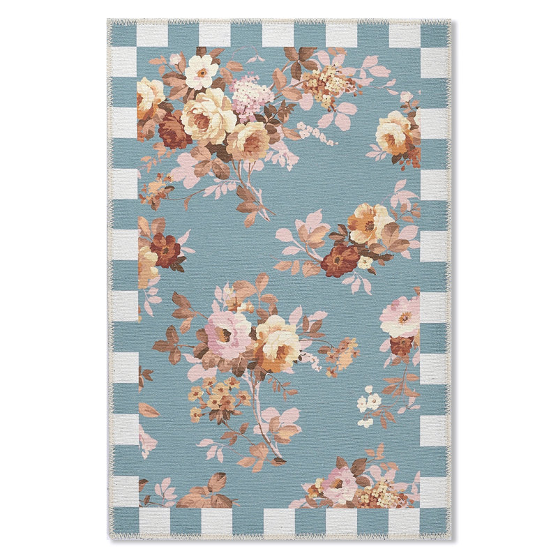 Wild Rose Washable Rug, Slate, Rectangle 2' x 3'