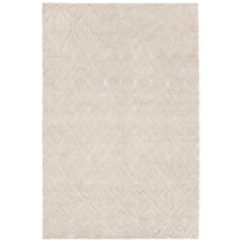 Tapis de surface crème noué la à la main Alland, 5 pi x 7 pi 6 po