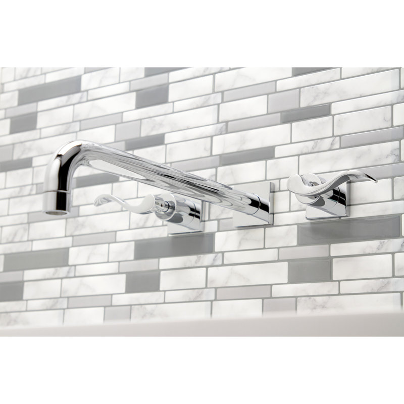 Kingston Brass Milano Two-Handle 3-Hole Wall Mount Roman Tub Faucet, Polished Chrome, NuWave