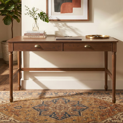 60'' Modern Multi Functional Solid Wood Writing Desk with Built In Power Outlets
