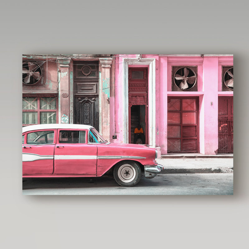Cosey «Old Classic American Pink Car», reproduction de photo sur toile tendue, 16 po x 24 po